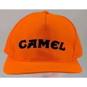 Vintage Camel Cigarettes Snapback Trucker Hat VTG 90s Blaze Orange Hunting